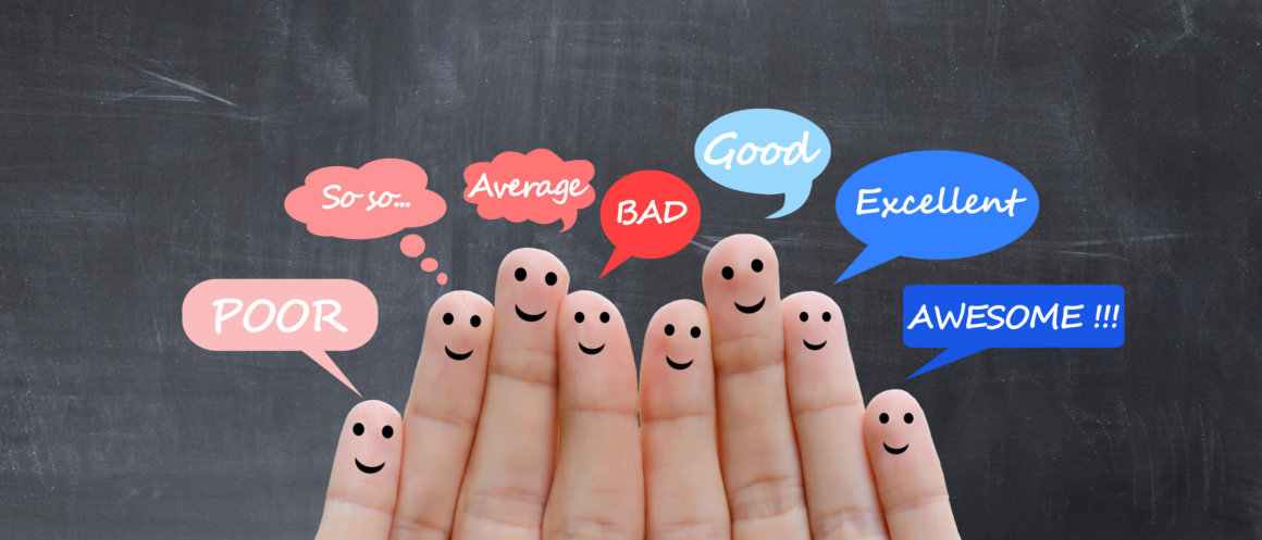 Customer satisfaction scale and testimonials concept